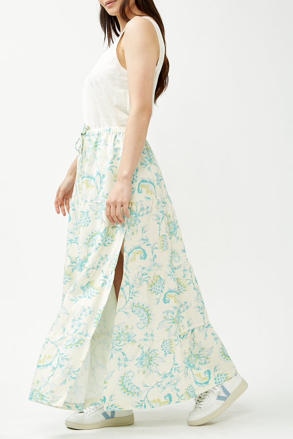 Blue Cairo Tiered Maxi Skirt