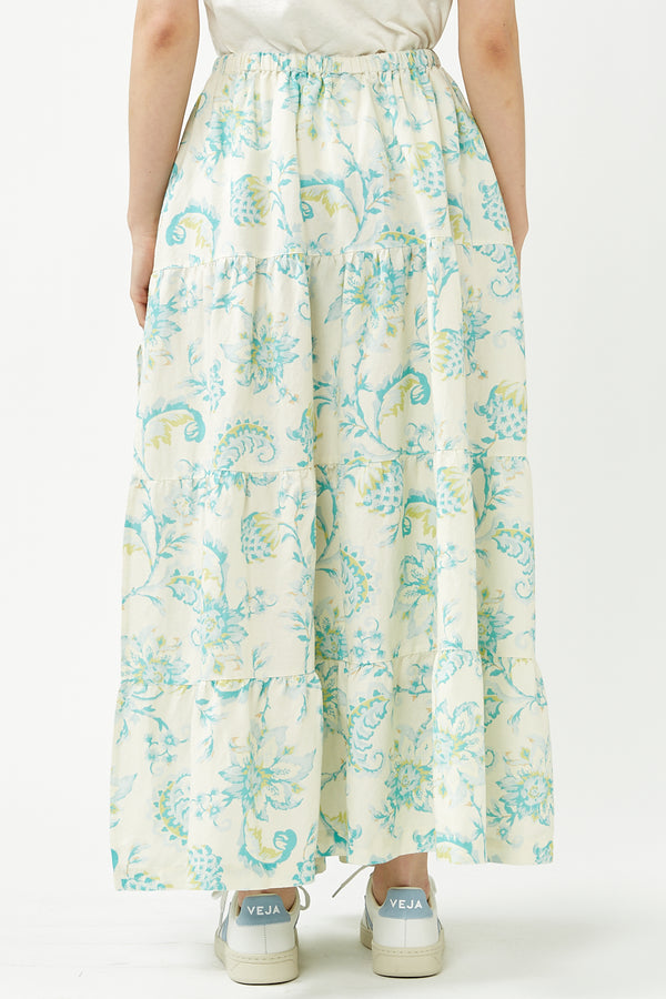 Blue Cairo Tiered Maxi Skirt