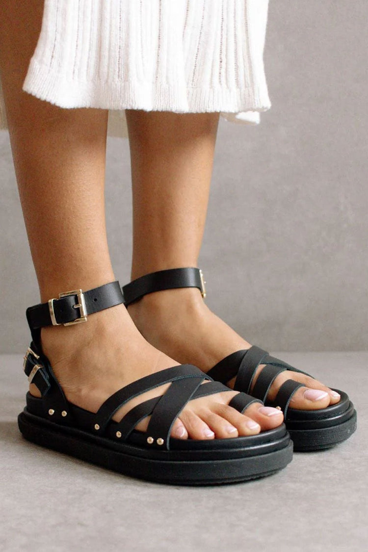 Black Buckle Up Sandal