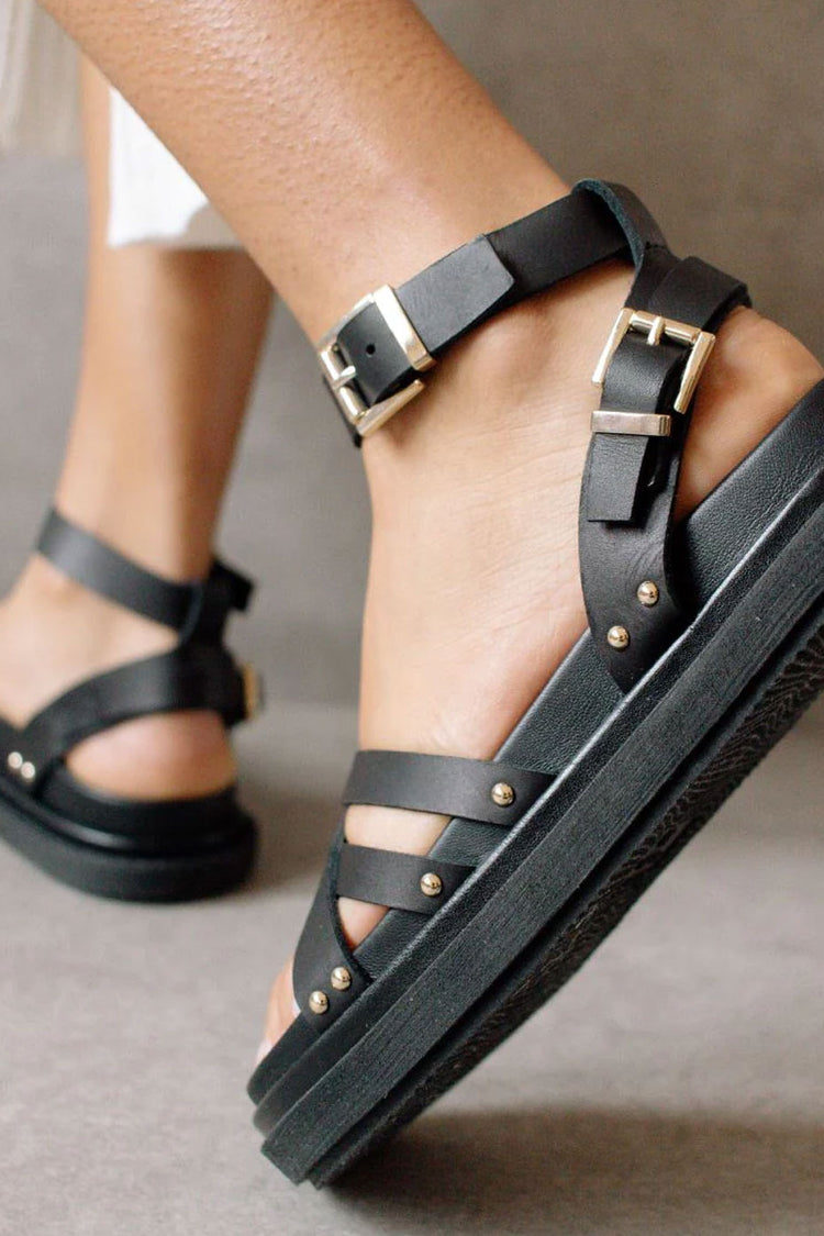 Black Buckle Up Sandal