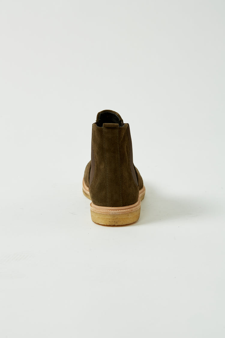 Green Cast Crepe Chelsea Suede Boot