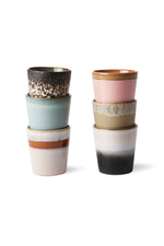 Multicolour 70's Ceramics Set of 6 Mugs