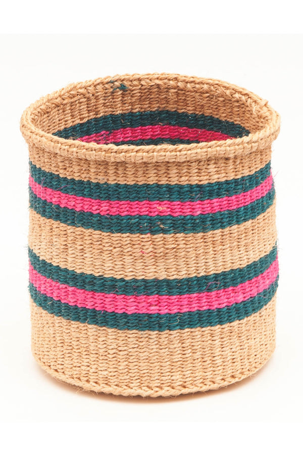 The Basket Company Turquoise/Pink/Sand Ndoto Woven Basket