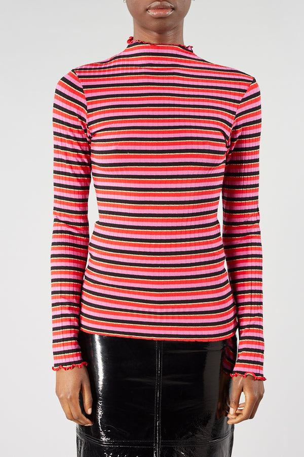 MADS NORGAARD RED STRIPE 5X5 LUREX TOP