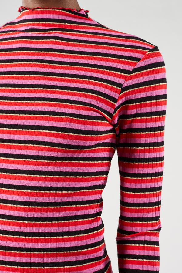 MADS NORGAARD RED STRIPE 5X5 LUREX TOP