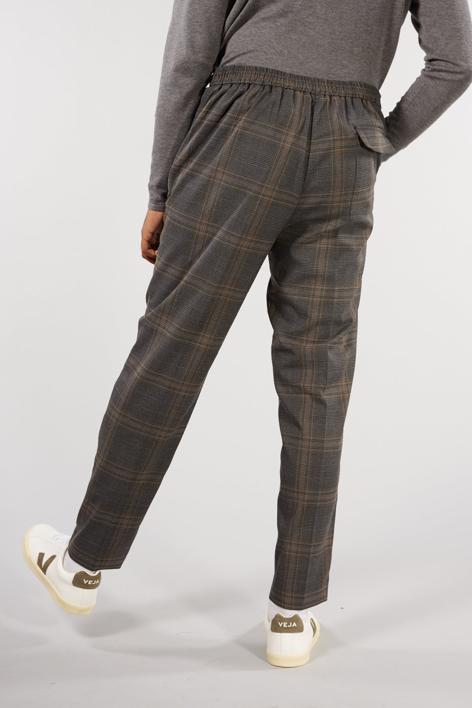 Grey Check Code Slim Tapered Trousers
