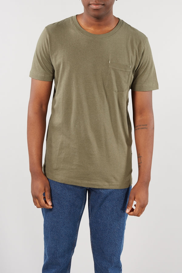 SELECTED HOMME OLIVE GREEN JARED O-NECK TEE