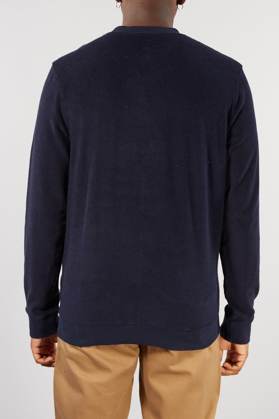 SELECTED HOMME NAVY TOWELLING CLEVE CREW NECK SWEATER