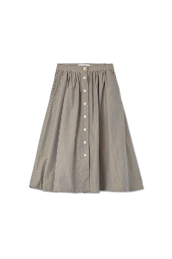 Khaki Melange Stripe Benten Skirt