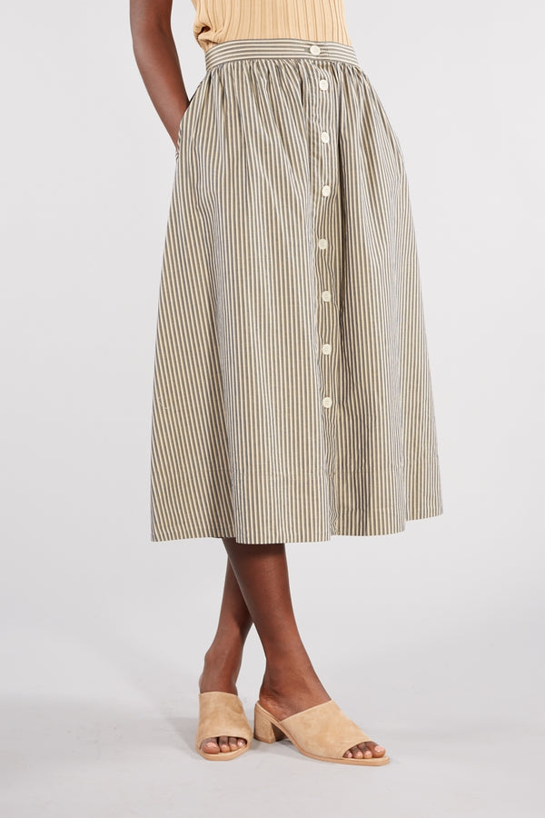 Khaki Melange Stripe Benten Skirt