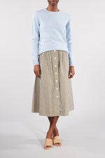 Khaki Melange Stripe Benten Skirt