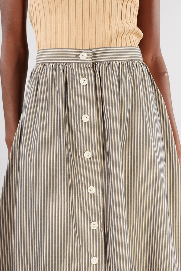 Khaki Melange Stripe Benten Skirt