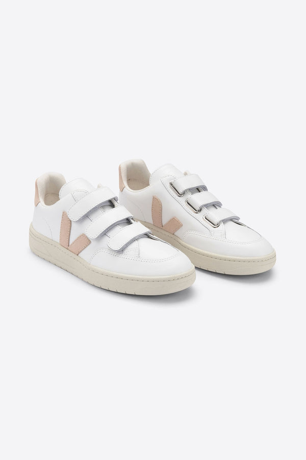 Extra White Nude V-Lock Leather Trainer Womens