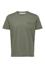 SELECTED HOMME OLIVE GREEN JARED O-NECK TEE