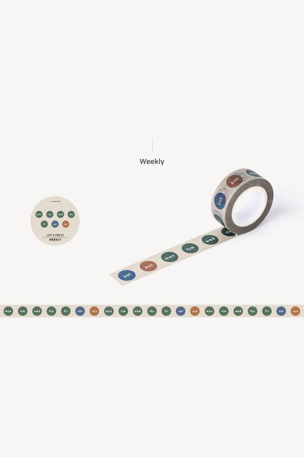 Multicolour 'Life & Pieces, Weekly' Masking Tape