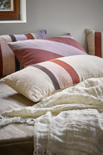 Grey Pink Linen Striped Jacquard Cushion