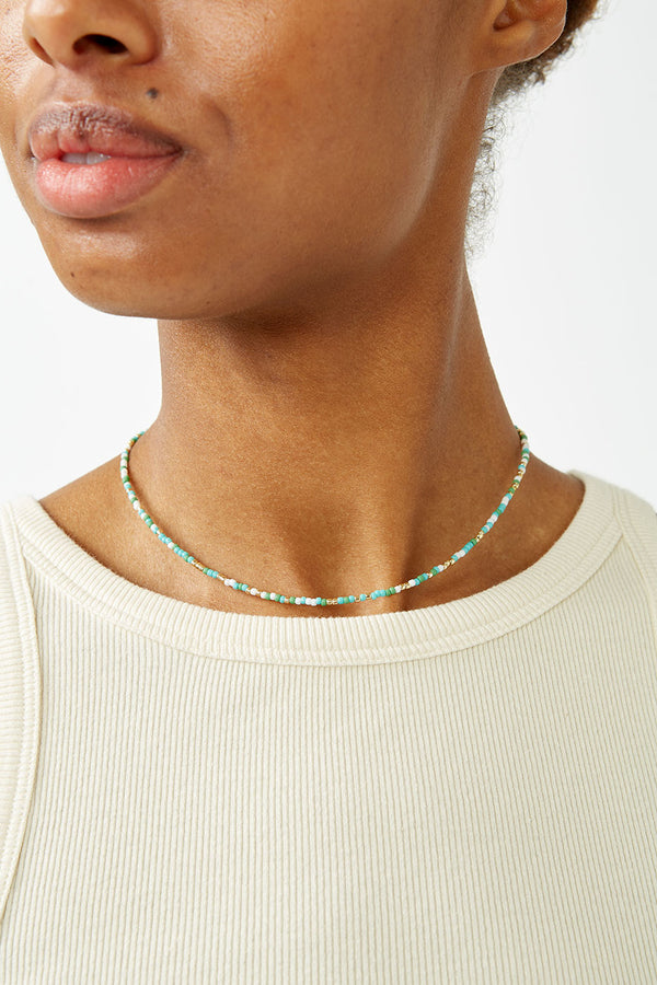 Five strand red and turquoise bead necklace - Koseli