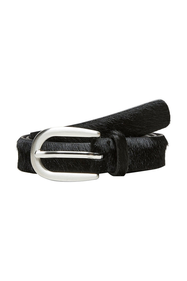 Black Hairy Leather Belt