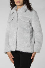 Grey Faux Fur Belgian Block Colbie Jacket
