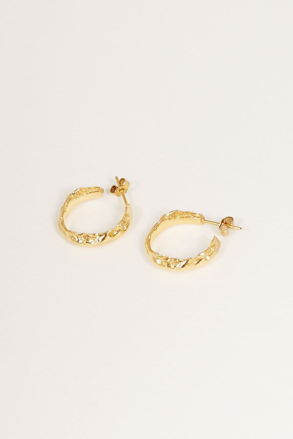 Gold Molten Hoop Earrings