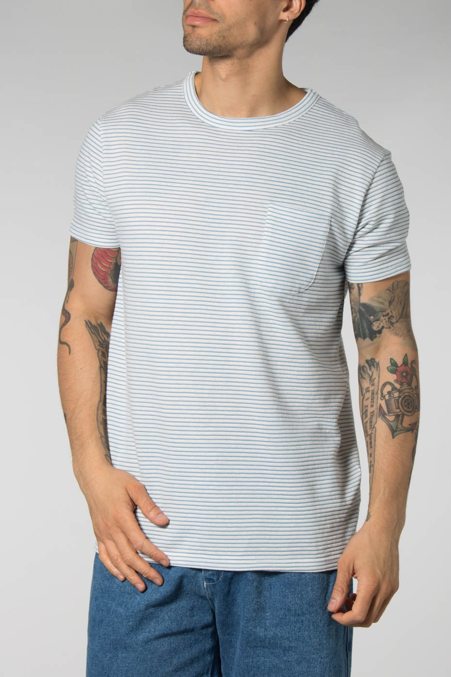 La Paz Blue Stripe Guerreiro Pocket T-Shirt
