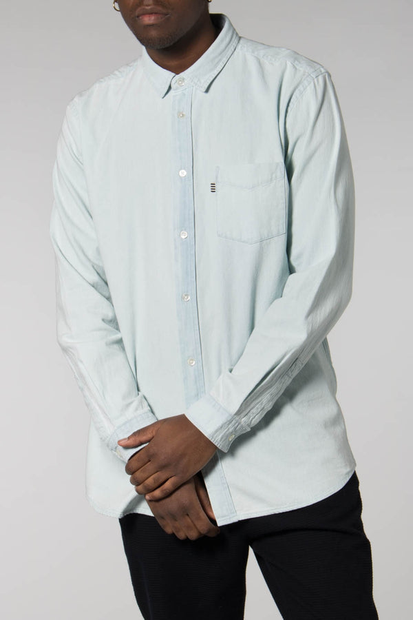 Canali Button Down Collar Bleached Denim Shirt, $235 | MR PORTER | Lookastic