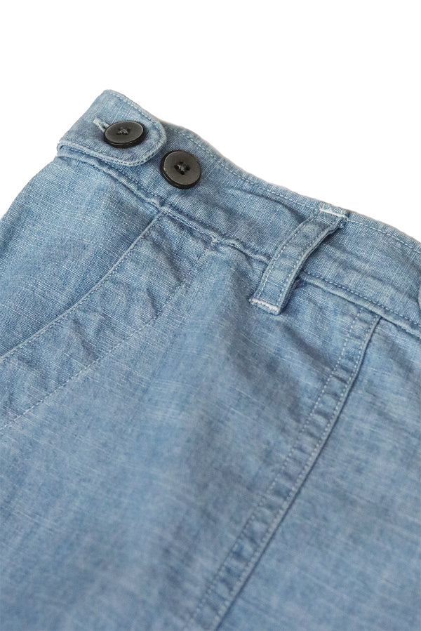 Washed Chambray Patch Pocket Shorts